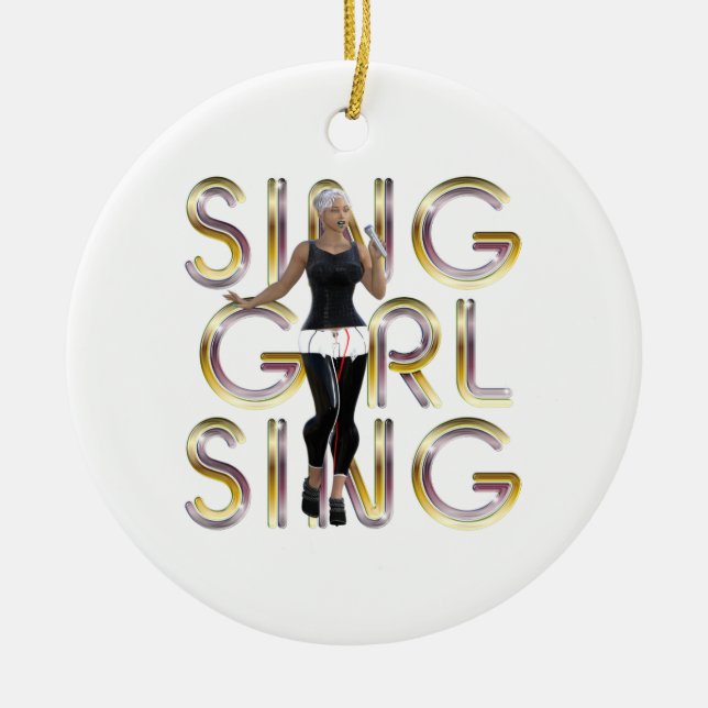 TEE Sing Girl Sing Ceramic Tree Decoration (Front)