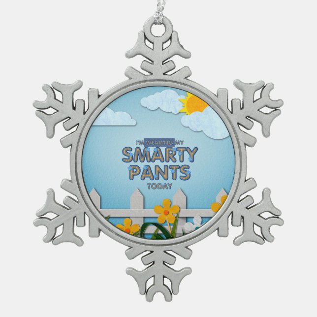 TEE Smarty Pants Snowflake Pewter Christmas Ornament (Front)