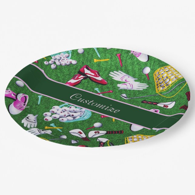Tee Time Girly Golf Paper Plate (Angled)