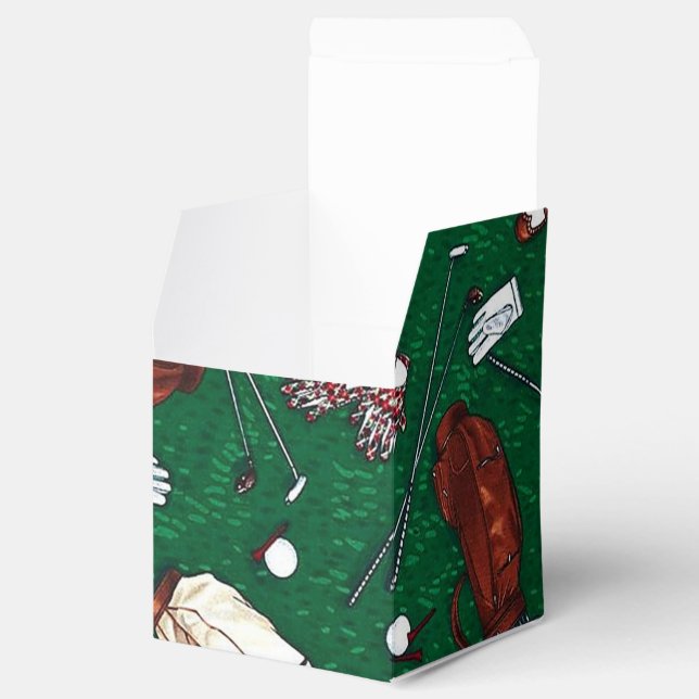 Tee Time Golf Pattern Cube Favour Box (Opened)