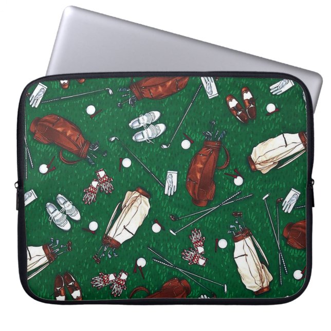 Tee Time Golf Pattern Laptop Sleeve (Front)