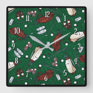 Tee Time Golf Square Wall Clock