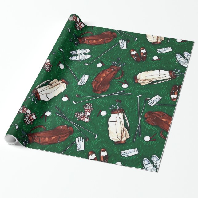 Tee Time Golf Wrapping Paper (Unrolled)