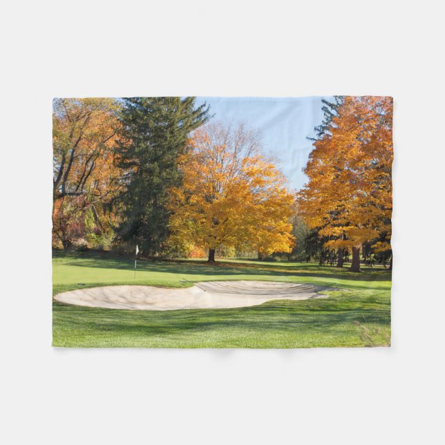 Tee Time in Autumn Fleece Blanket (Front (Horizontal))