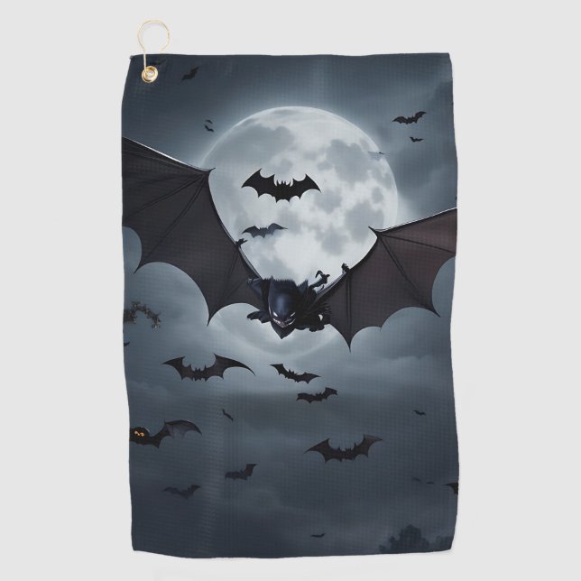 Tee Time with a Twist: Halloween-Themed Golf Towel (Front)