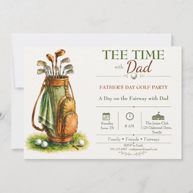 Tee Time with Dad Father's Day Golf Party  Invitation (Front)