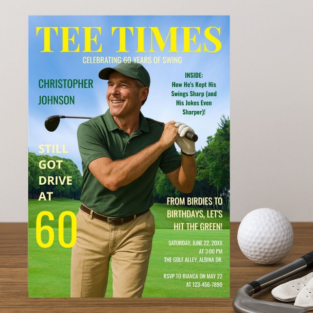 Tee Times 60th Birthday Par-Tee Invitation (Creator Uploaded)