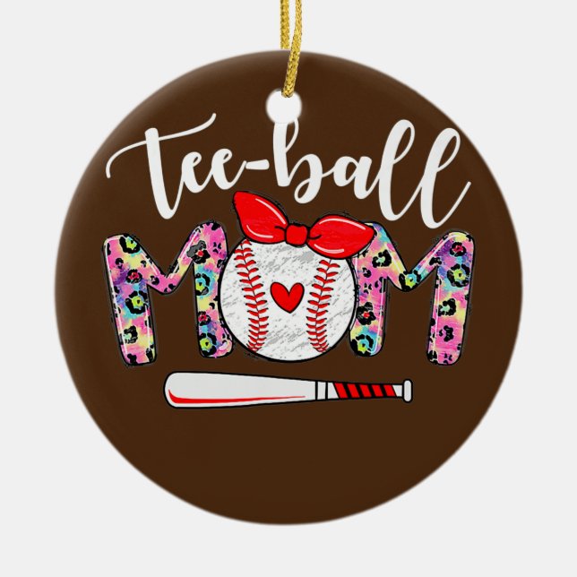 Teeball Mum Mother's Day Ball Mum Cute Trendy Ceramic Tree Decoration (Front)