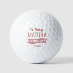 Teeing Off Baby Girl Announcement Personalised Golf Balls