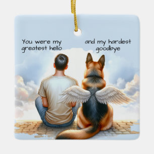 Teen Boy and Dog Memorial  Ceramic Ornament