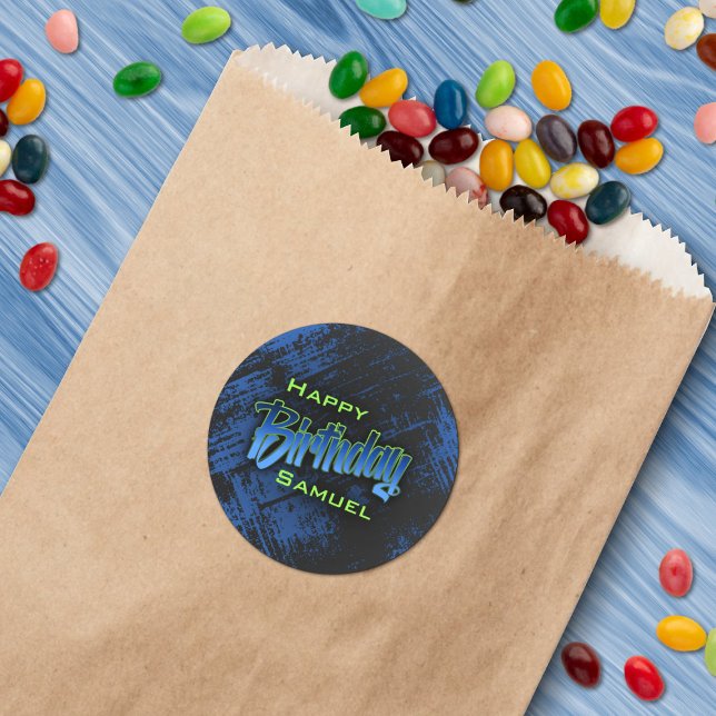 Teen Boy Birthday Classic Round Sticker (Creator Uploaded)