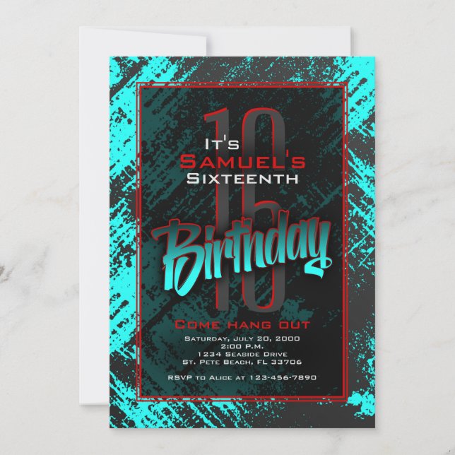 Teen Boy Birthday Invitation (Front)