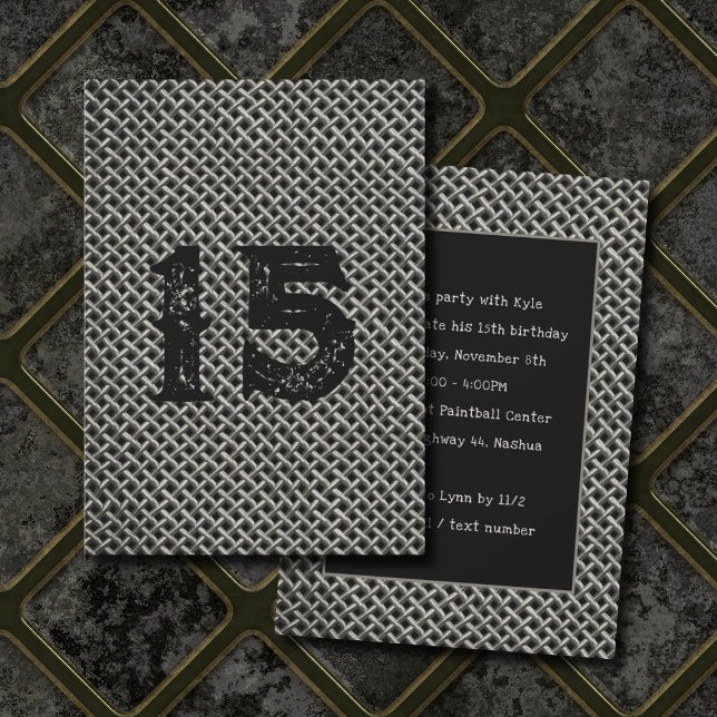 Teen Boy Wire Mesh Grunge Birthday Party Invitation (Creator Uploaded)
