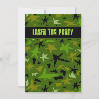 Teen Boys Birthday Camo Stars Party Invitation