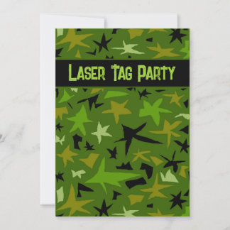Teen Boy's Camo Stars Laser Tag Party Invitation