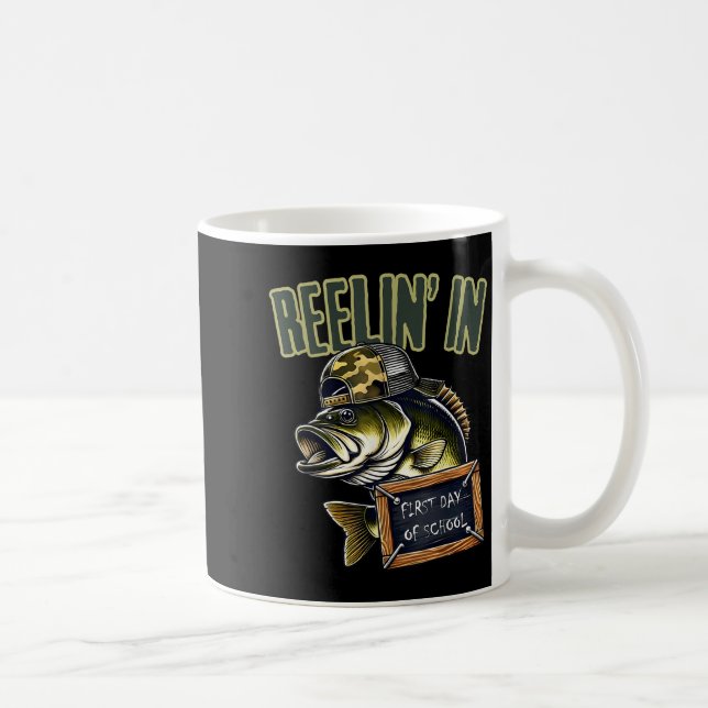 Teen Boys Fishing Reeling In First Day Of School B Coffee Mug (Right)
