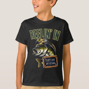 Teen Boys Fishing Reeling In First Day Of School B T-Shirt