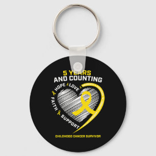Teen Boys Girls Kids 5 Years Gold Childhood Cancer Key Ring