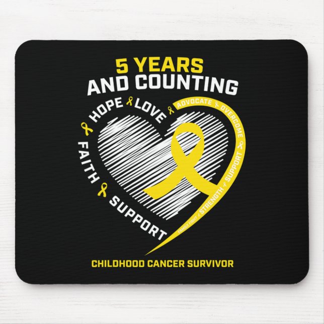 Teen Boys Girls Kids 5 Years Gold Childhood Cancer Mouse Pad (Front)
