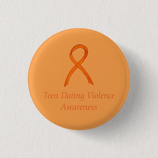 Teen Dating Violence Awareness Ribbon Custom Pin (Front)