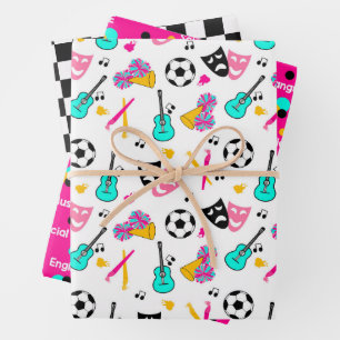 Teen Dream Cheerleader Pattern Wrapping Paper Sheet