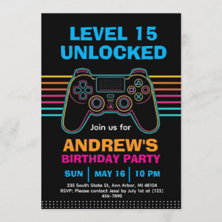 Teen Gaming Gamer Boy Video Game Player Birthday I Invitation