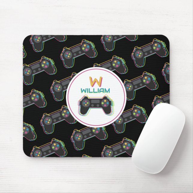 Teen Gaming Gamer Video Game Kids Monogram Mouse Pad (With Mouse)