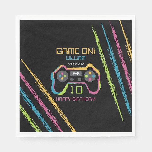 Teen Gaming Gamer Video Game Player Birthday Napkin (Front)