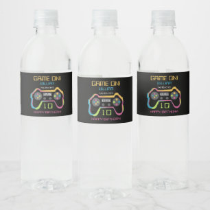 Teen Gaming Gamer Video Game Player Birthday Water Bottle Label