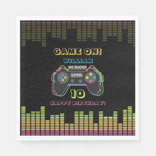 Teen Gaming Gamer Video Game Player Retro Birthday Napkin