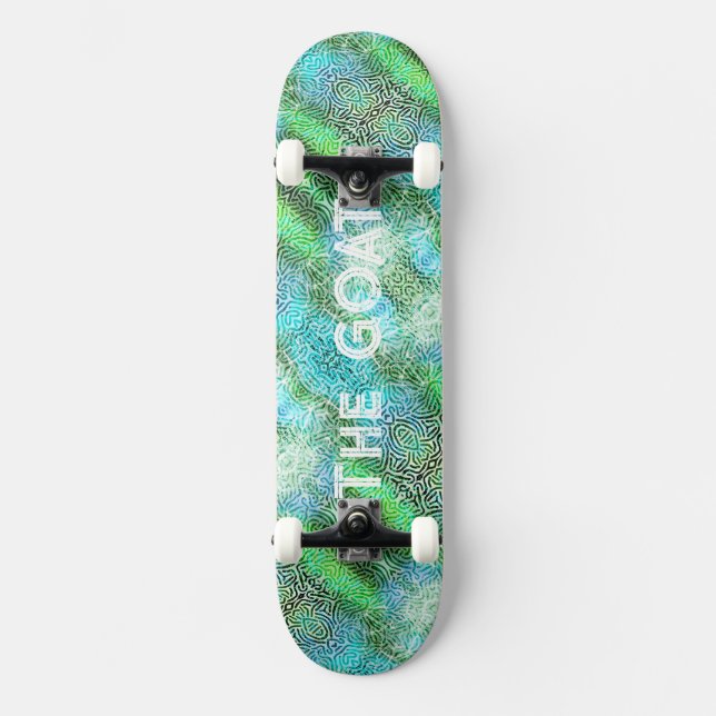 Teen gift for him the GOAT green Skateboard (Front)