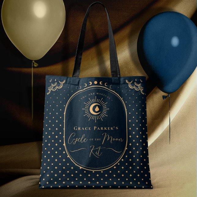 Teen Girl Celestial Blue First Moon Period Kit Tote Bag (In Situ)