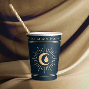 Teen Girl Celestial Blue First Moon Period Party Paper Cups