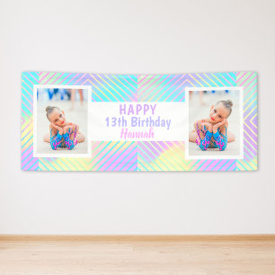Teen Girl Custom Photo Colourful Birthday Banner