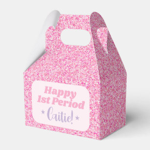 Teen Girl Cute Pink Glitter First Period Party  Favour Box