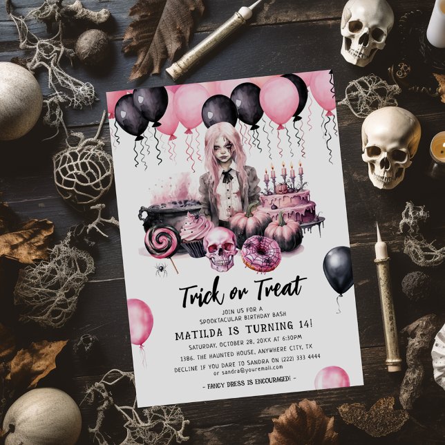 Teen Girl Halloween Spooktacular Birthday Bash Invitation (Creator Uploaded)