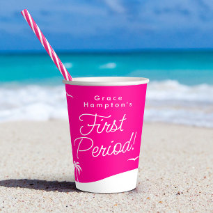Teen Girl Hot Pink Summer First Period Party Paper Cups