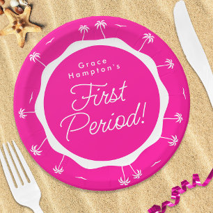 Teen Girl Hot Pink Summer First Period Party Paper Plate