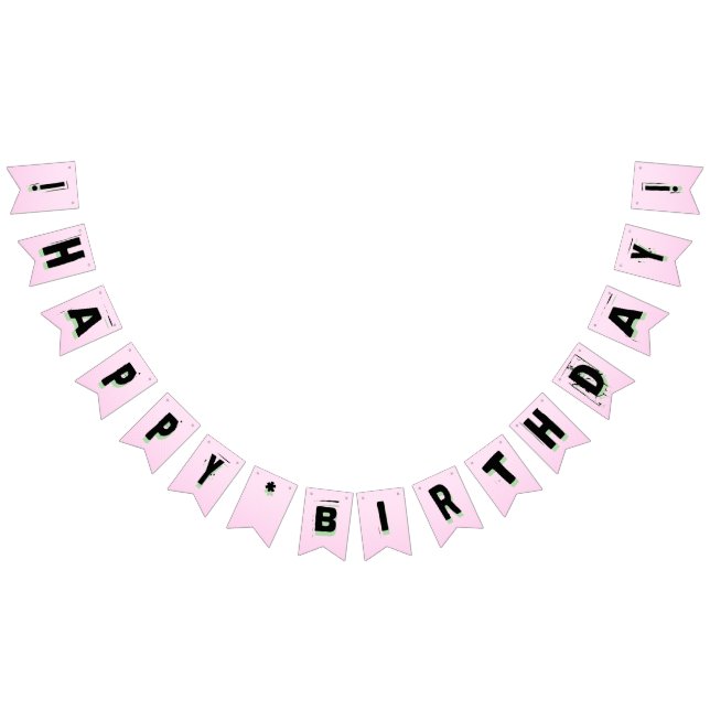 Teen Girl Pink Punk Lettering Kids Birthday Bunting (All)