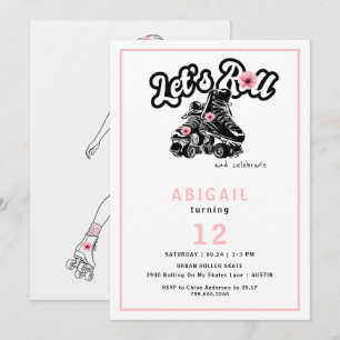 Teen Girl Roller Skating Birthday Party Invitation