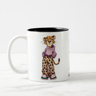 Teen girl tiger Two-Tone coffee mug