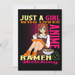 Teen Girl Trendy Cute Anime Ramen Bowl Loves Anime Invitation