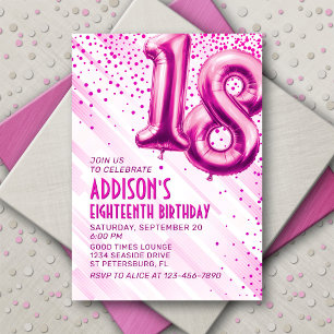 Teen Girls Pink 18th Birthday Invitation