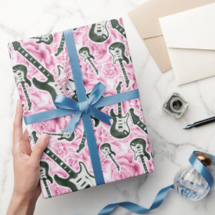 teen Girls rock and roll rose party wrap Wrapping Paper