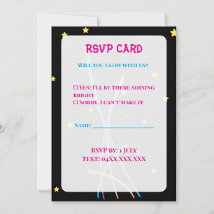 Teen Glow Party RSVP Cards – Neon Nights
