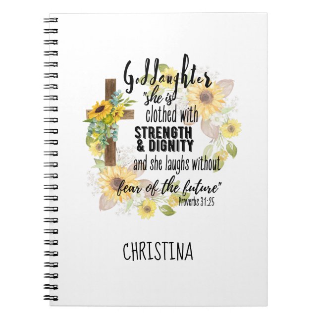 Teen Goddaughter Gift - Personalised Proverb Quote Notebook (Front)