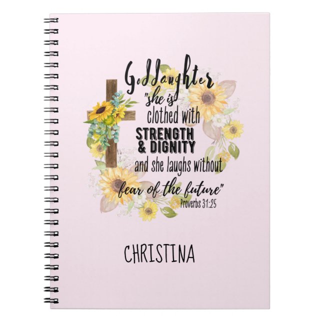 Teen Goddaughter Gift - Personalised Proverb Quote Notebook (Front)