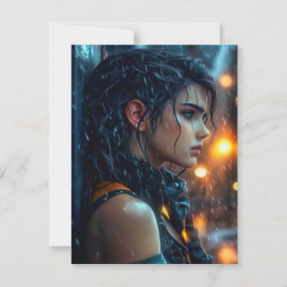 Teen in the Rain Postcard
