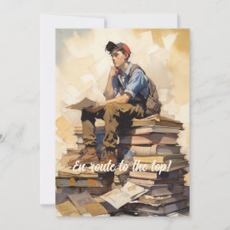 Teen on a pile of Books Announcement