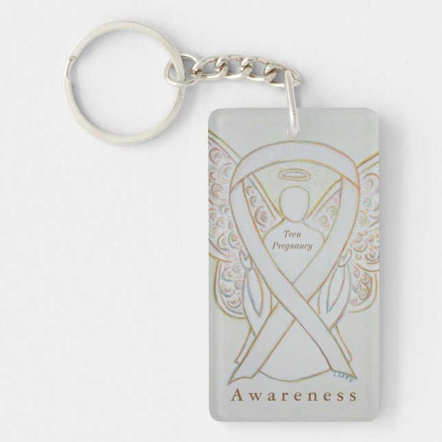 Teen Pregnancy Angel Awareness Ribbon Keychain (Front)